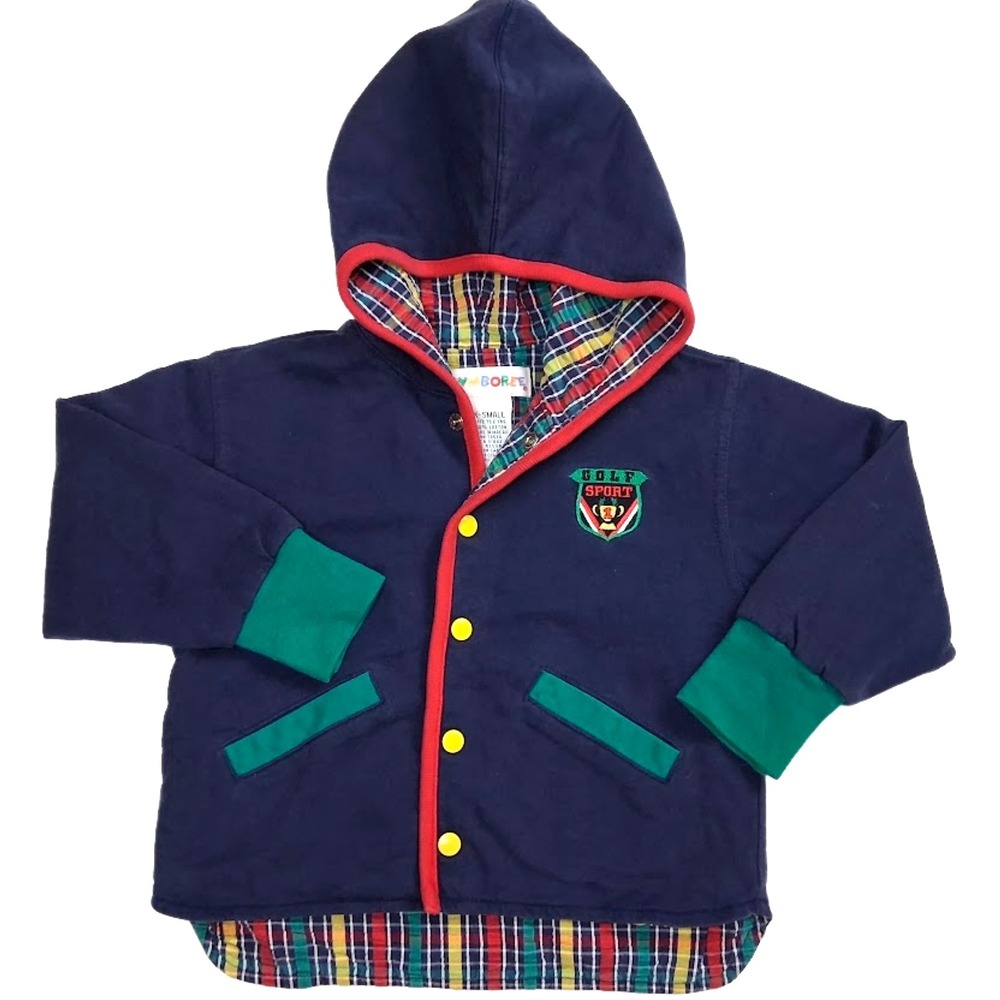 Vtg Gymboree 1998 Sport Golf Reversible Jacket 18 24 Mos Hooded Plaid * READ *